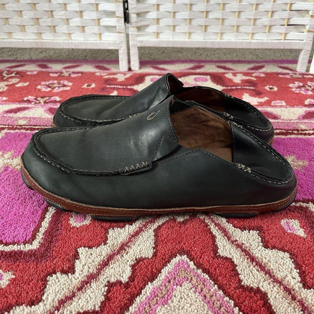 Olukai Mens Moloa Loafer US 11/44 EU Black Leather Convertible Slip-on Shoes - Picture 3 of 10